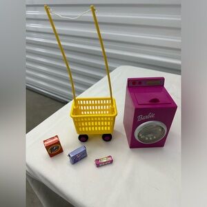 Vintage BARBIE Washing Machine with Rolling Clothes Basket & (3) product boxes